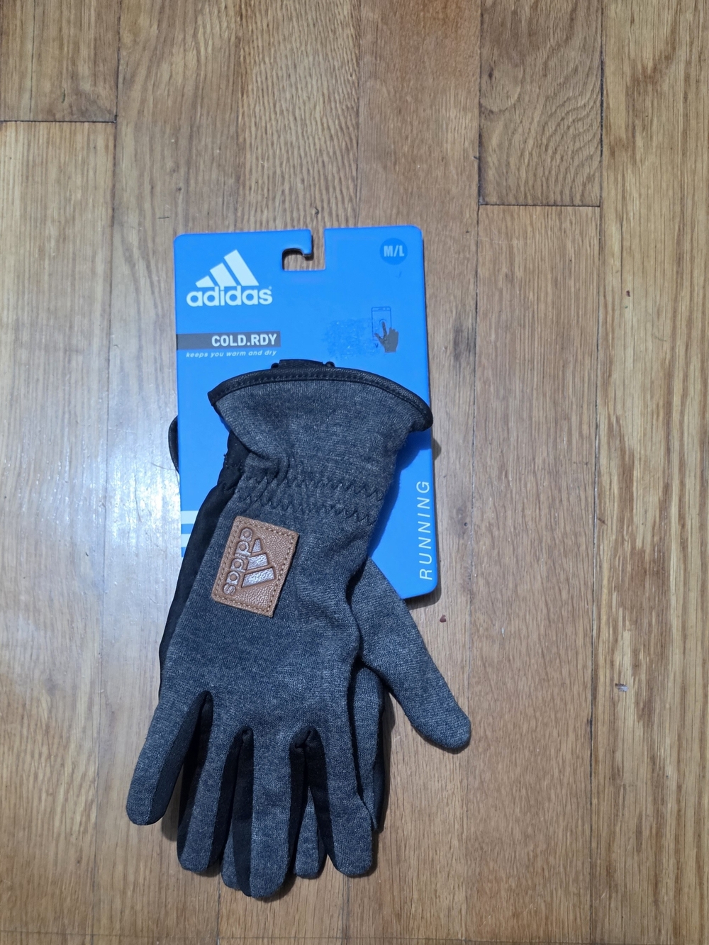 adidas Men’s Cold.RDY Running Gloves in Gray and Black